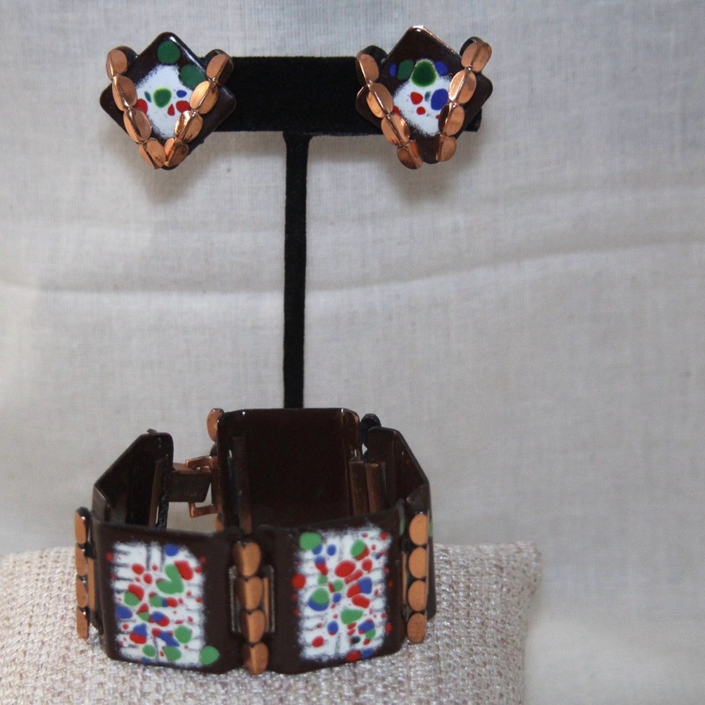 Matisse Copper and Multicolor Enamel Earrings